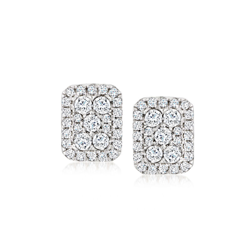 1.00 ct. t.w. Lab-Grown Diamond Rectangular Cluster Earrings in Sterling Silver  image number 0