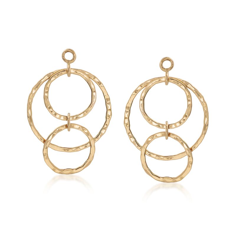 14kt Yellow Gold Hammered Multi-Circle Drop Earring Jackets image number 2