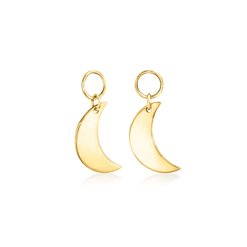 Italian 14kt Yellow Gold Moon Hoop Charms image number 2