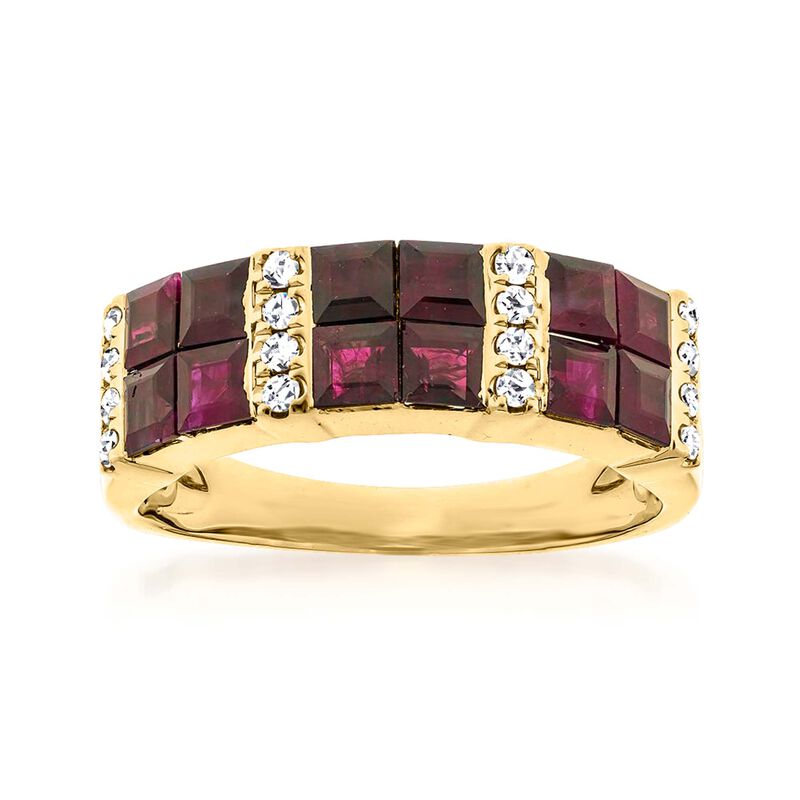 2.40 ct. t.w. Ruby and .16 ct. t.w. Diamond Ring in 14kt Yellow Gold image number 0