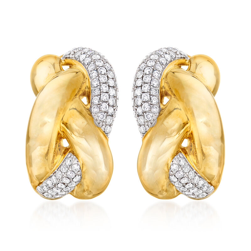 .90 ct. t.w. Pave Diamond Braided Earrings in 14kt Yellow Gold image number 0