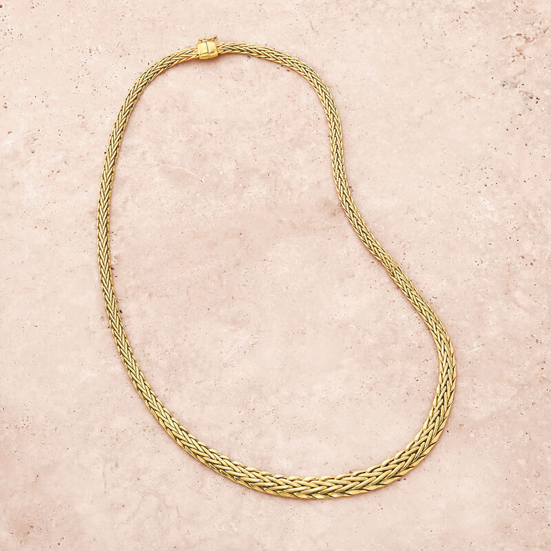 18kt Yellow Gold Wheat-Link Necklace with Magnetic Clasp image number 4