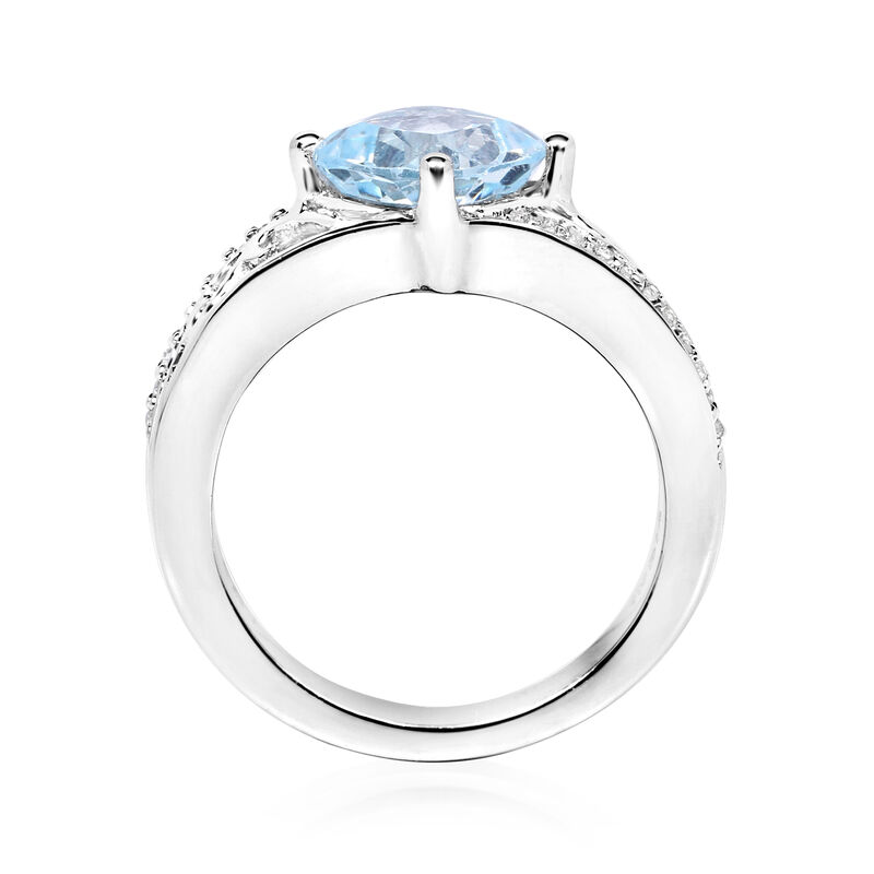 2.10 Carat Sky Blue Topaz and .10 ct. t.w. White Topaz Ring in Sterling Silver image number 2
