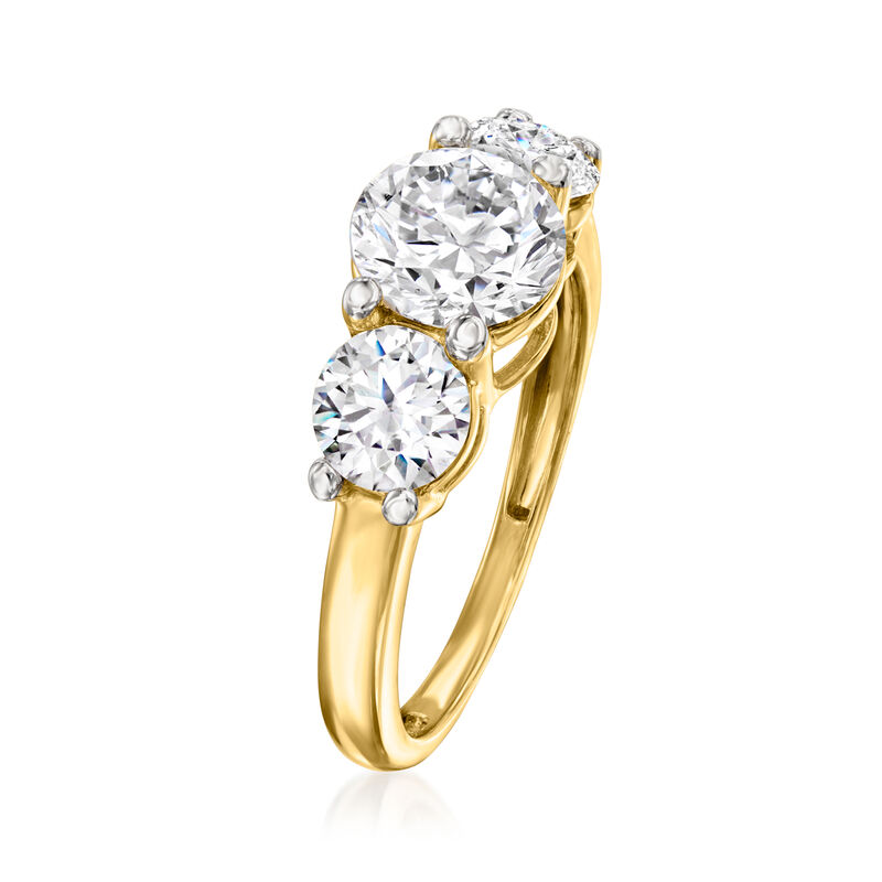 3.00 ct. t.w. CZ Three-Stone Ring in 14kt Yellow Gold image number 2