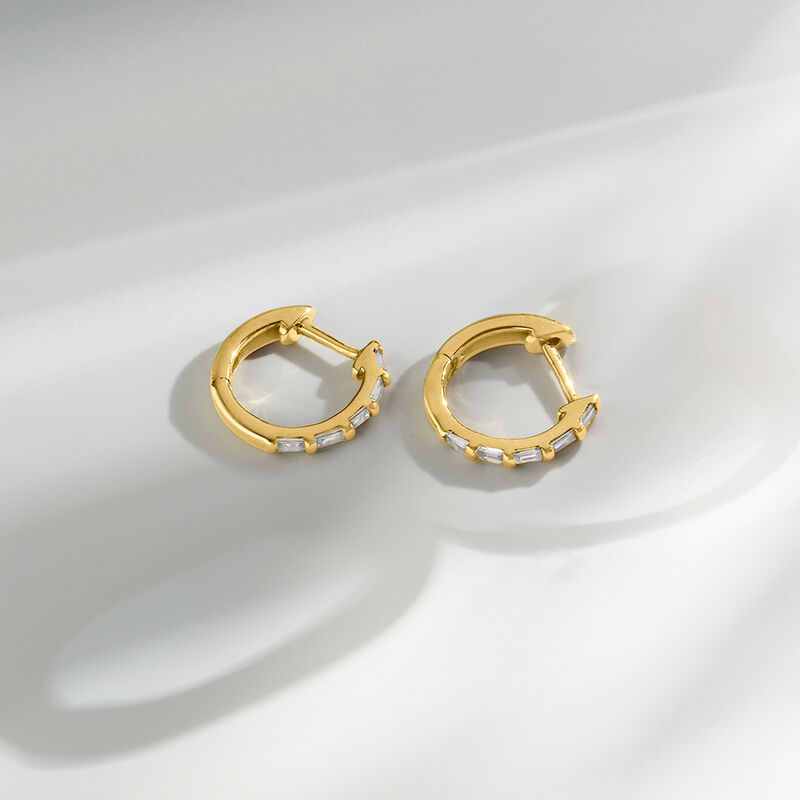 .15 ct. t.w. Diamond Huggie Hoop Earrings in 14kt Yellow Gold. 3/8" image number 1