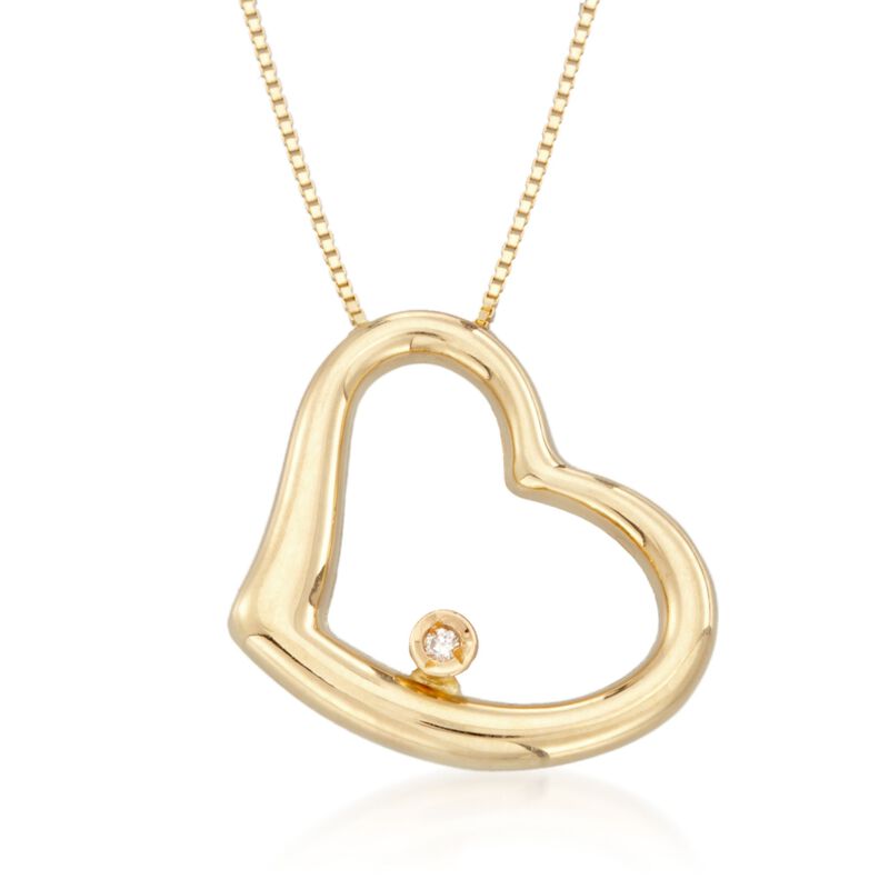 Roberto Coin 18kt Yellow Gold Heart Medium Necklace with Diamond Accent. 16&quot; image number 1