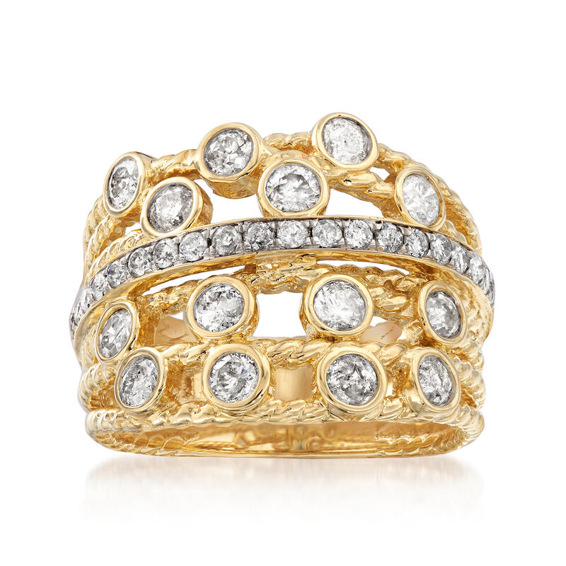 1.25 ct. t.w. Diamond Multi-Row Twist Ring in 14kt Yellow Gold image number 0