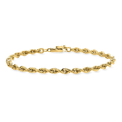 C. 1980 Vintage 3.5mm 14kt Yellow Gold Rope-Chain Bracelet