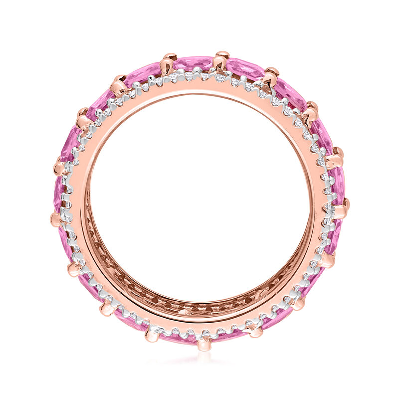 5.75 ct. t.w. Pink Sapphire and .64 ct. t.w. Diamond Eternity Band in 14kt Rose Gold image number 2