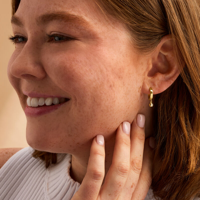 .10 ct. t.w. Diamond Hoop Drop Earrings in 14kt Yellow Gold image number 4