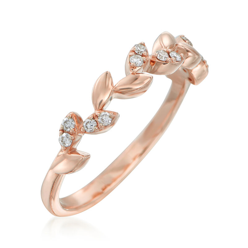 .12 ct. t.w. Diamond Leaf Ring in 14kt Rose Gold image number 2