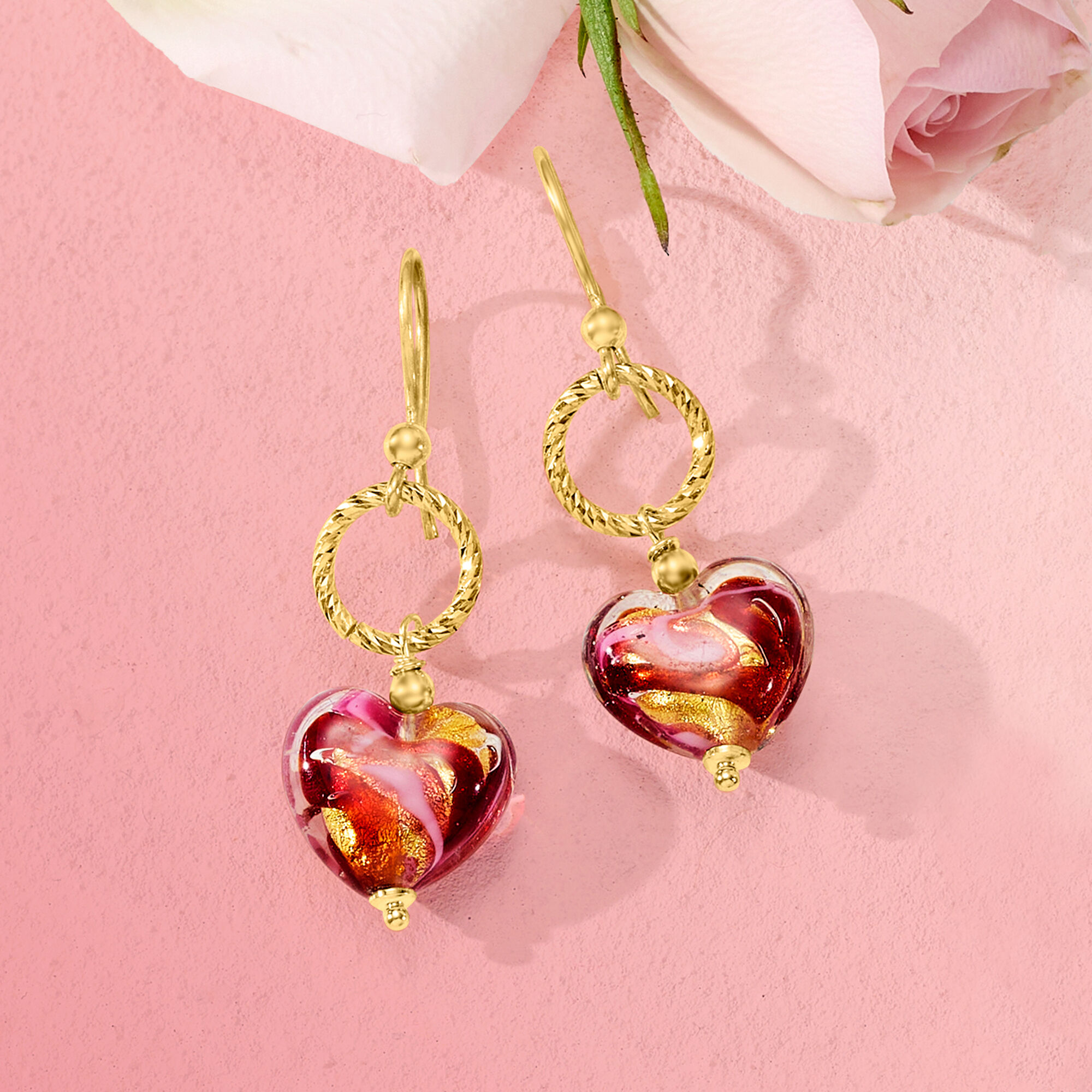 Pink red earrings cheap