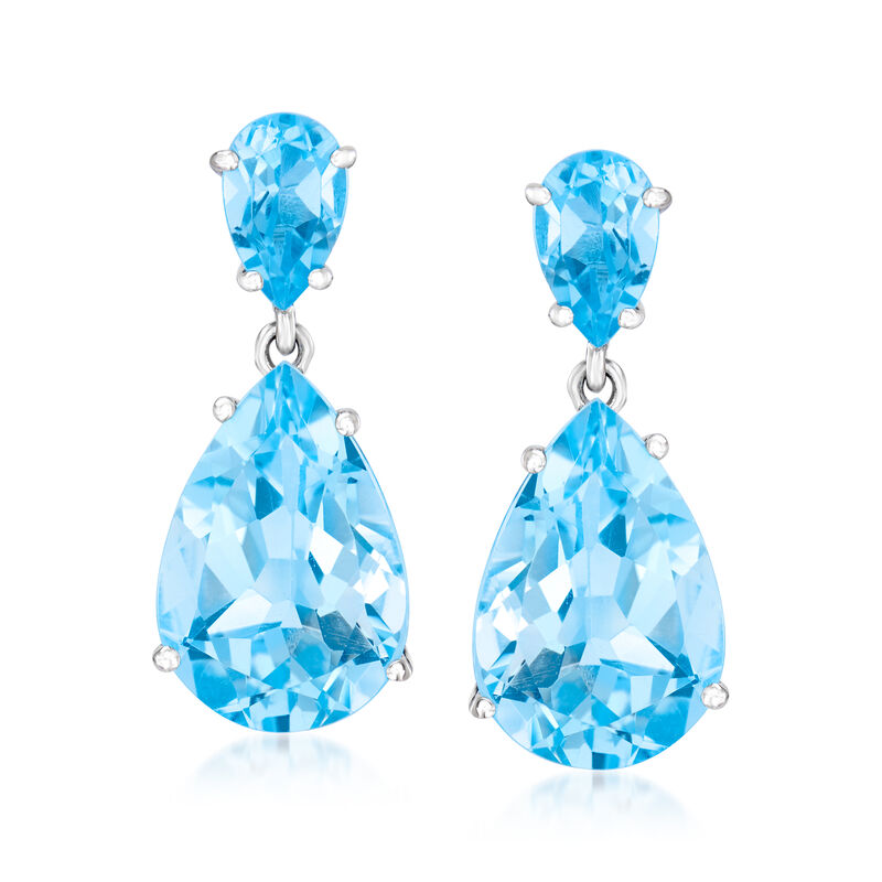 14.00 ct. t.w. Sky Blue Topaz Drop Earrings in Sterling Silver  image number 0