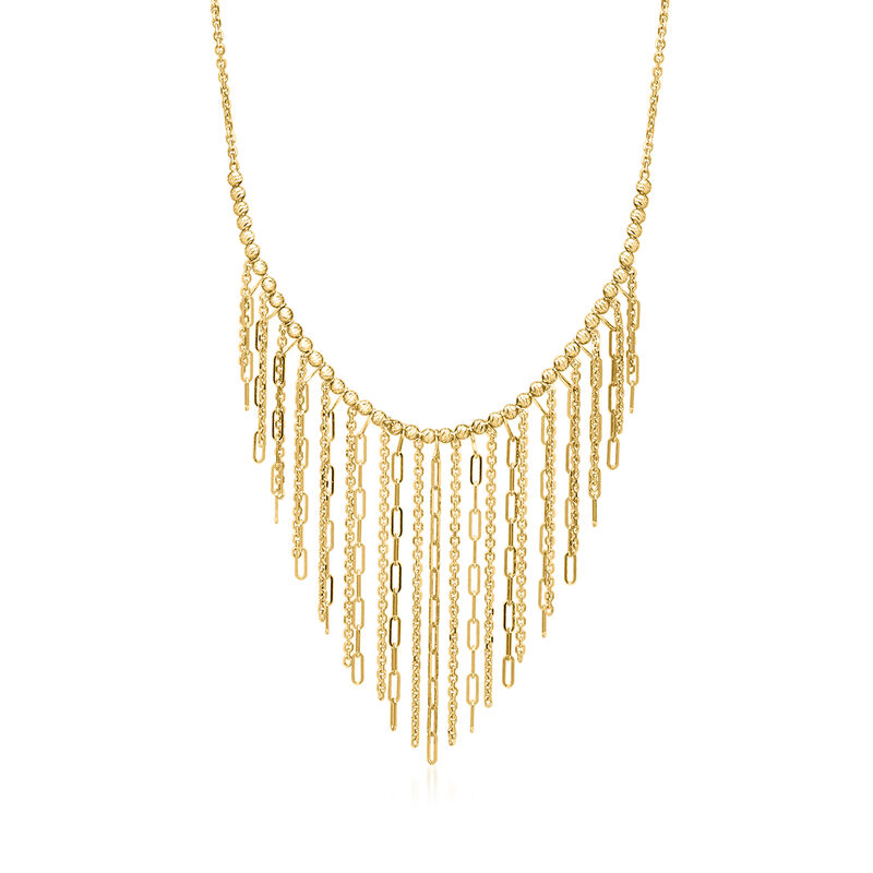 14kt Yellow Gold Graduated Multi-Chain Fringe Necklace. 16&quot; image number 0