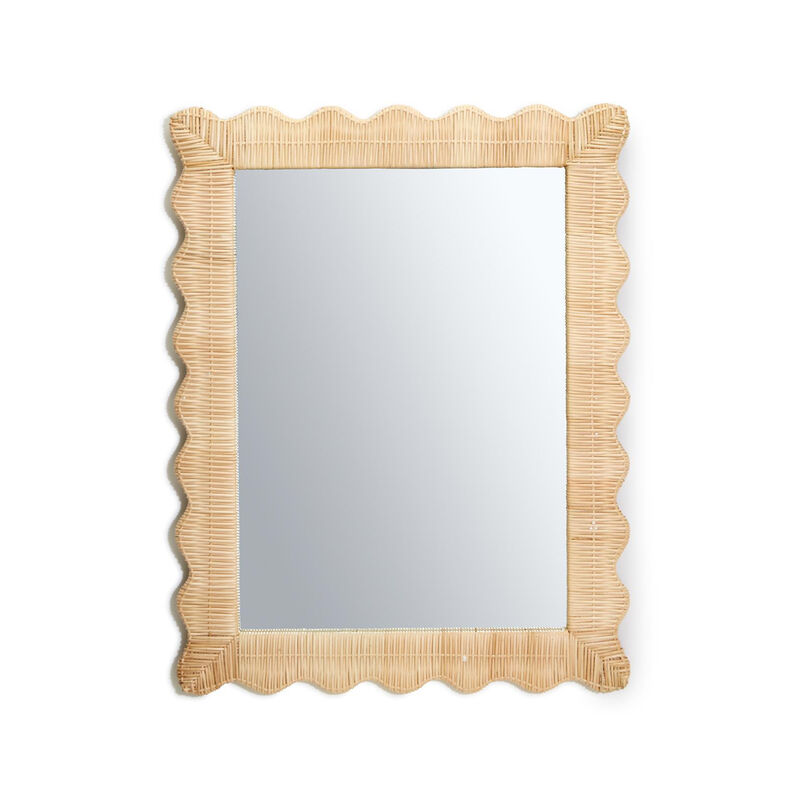 Wicker Rattan Scalloped-Edge Mirror image number 0