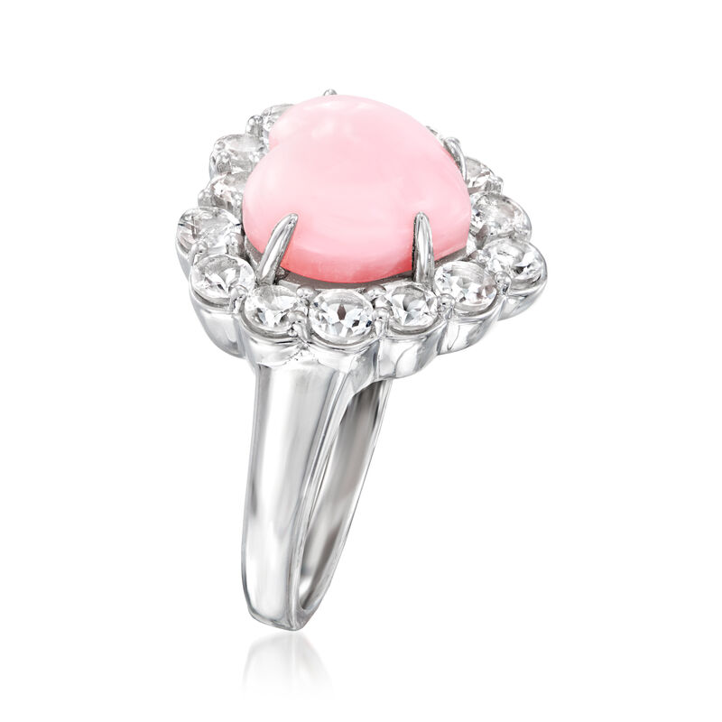 Pink Opal and 1.70 ct. t.w. White Topaz Heart Ring in Sterling Silver image number 2