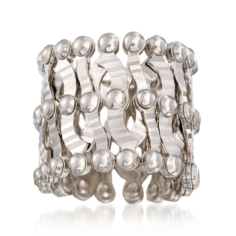 C. 2000 Vintage 14kt White Gold Accordion Ring/Bracelet image number 0