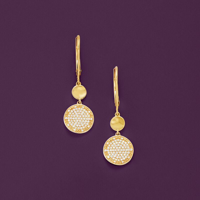 .25 ct. t.w. Pave Diamond Disc Drop Earrings in 14kt Yellow Gold image number 2