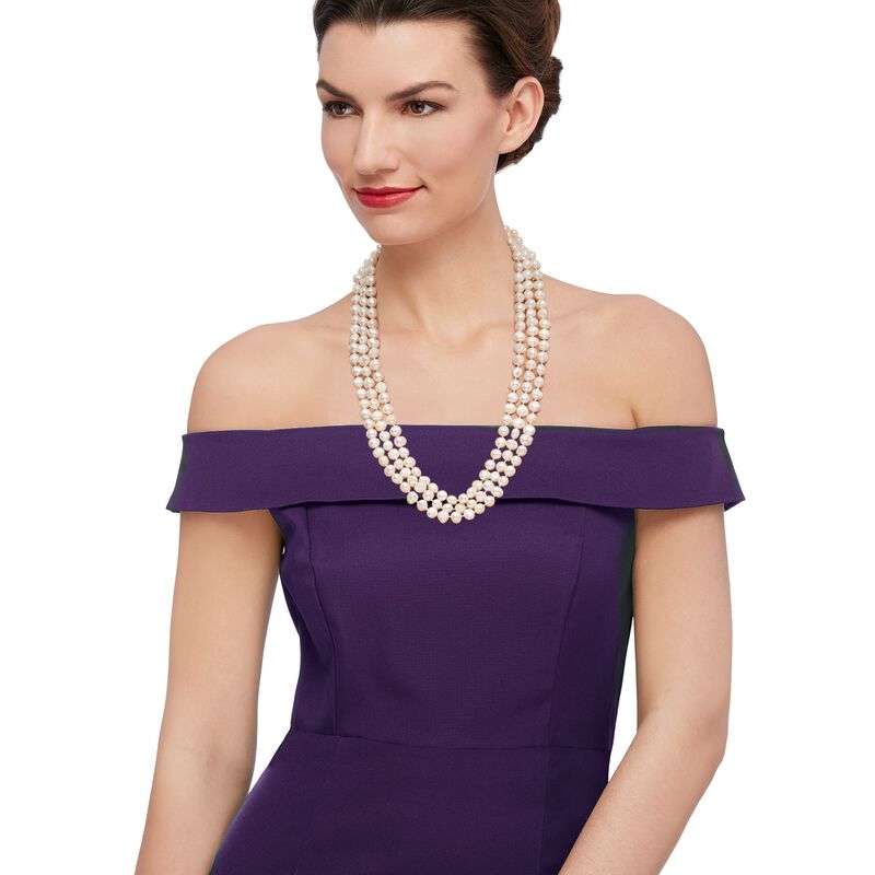 9-10mm Cultured Semi-Baroque Pearl Endless Necklace. 80&quot; image number 0
