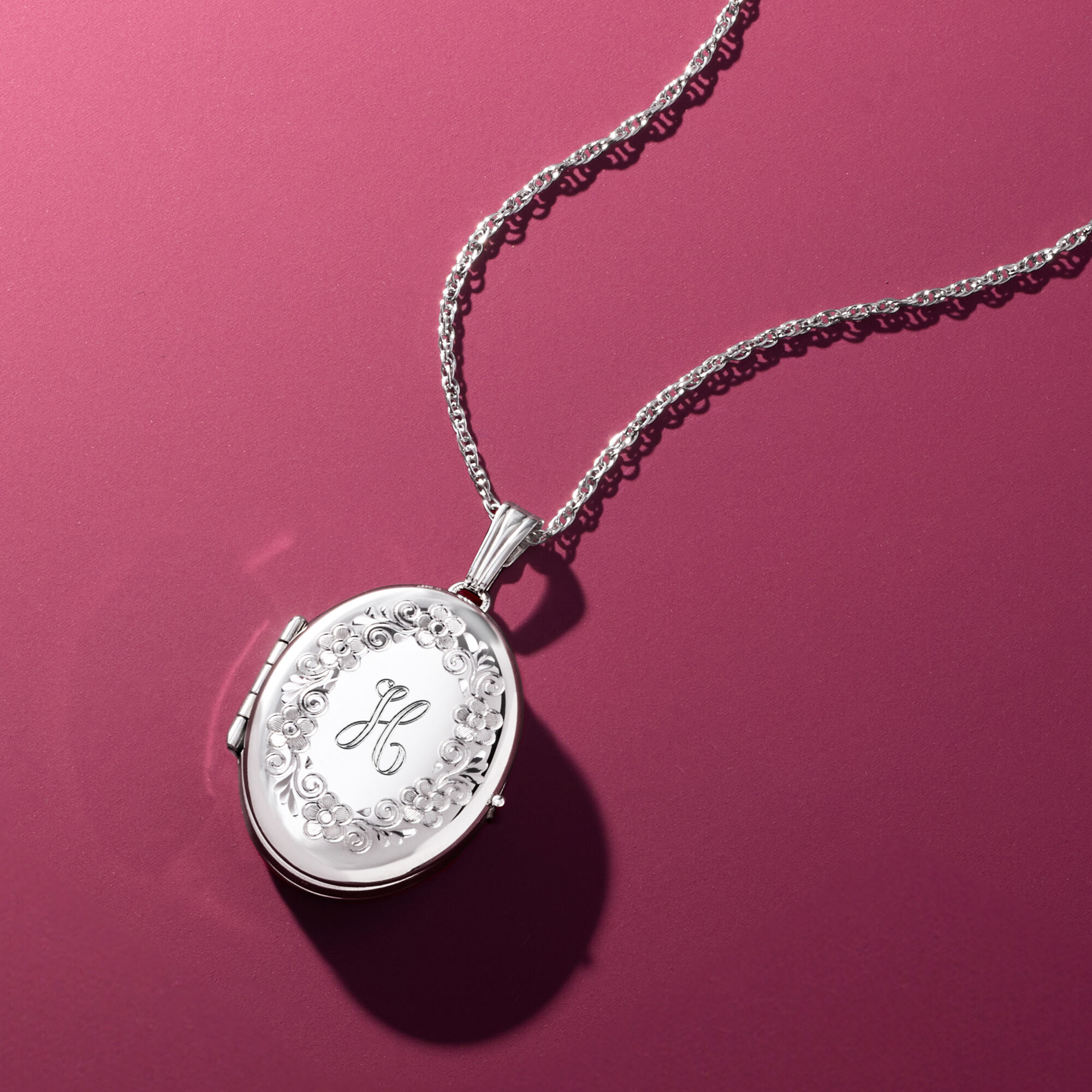 Sterling Silver Personalized Four Photo Oval Locket Necklace