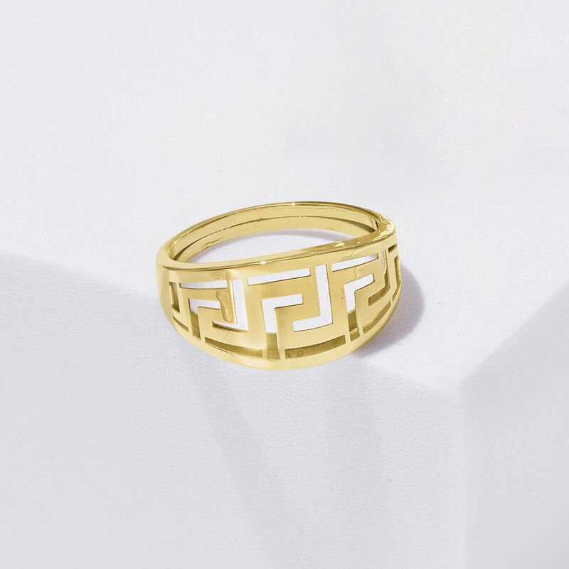 Italian 14kt Yellow Gold Greek Key Ring image number 3