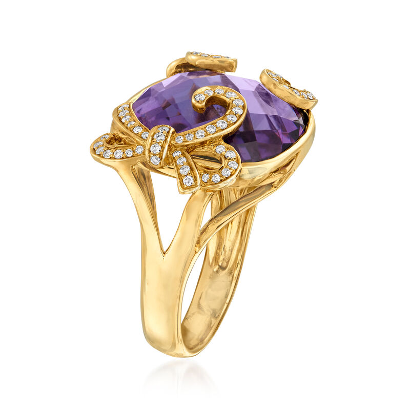 18.30 Carat Amethyst and .25 ct. t.w. Diamond Ring in 14kt Yellow Gold image number 2
