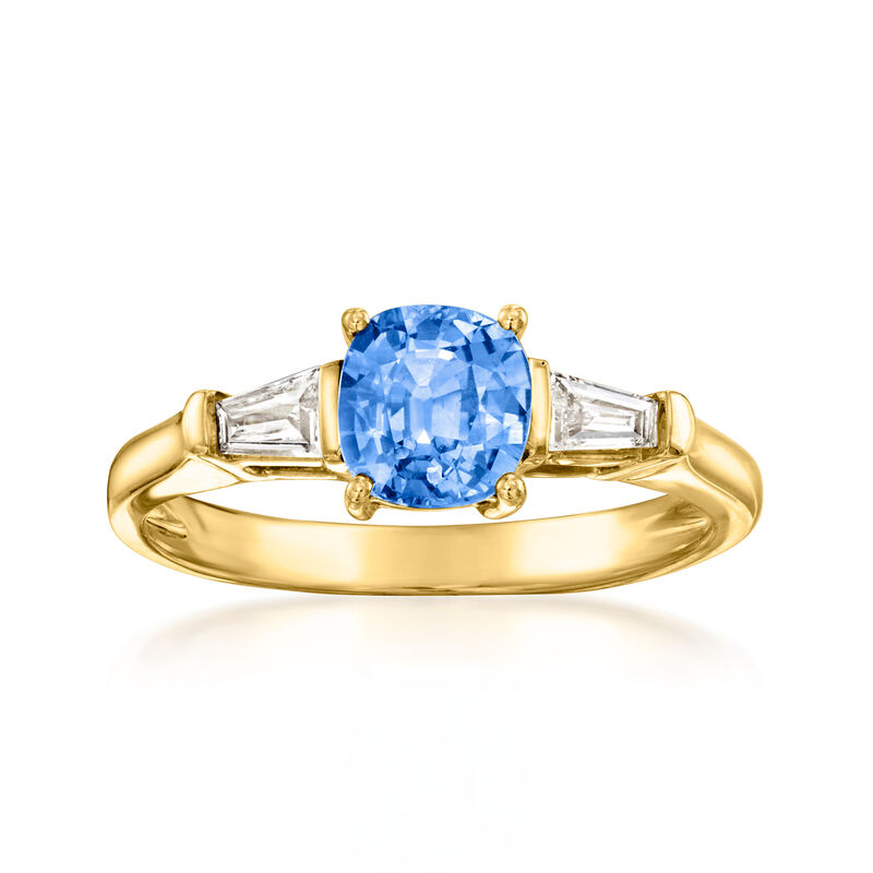 1.10 Carat Sapphire Ring with .18 ct. t.w. Diamonds in 18kt Yellow Gold image number 0