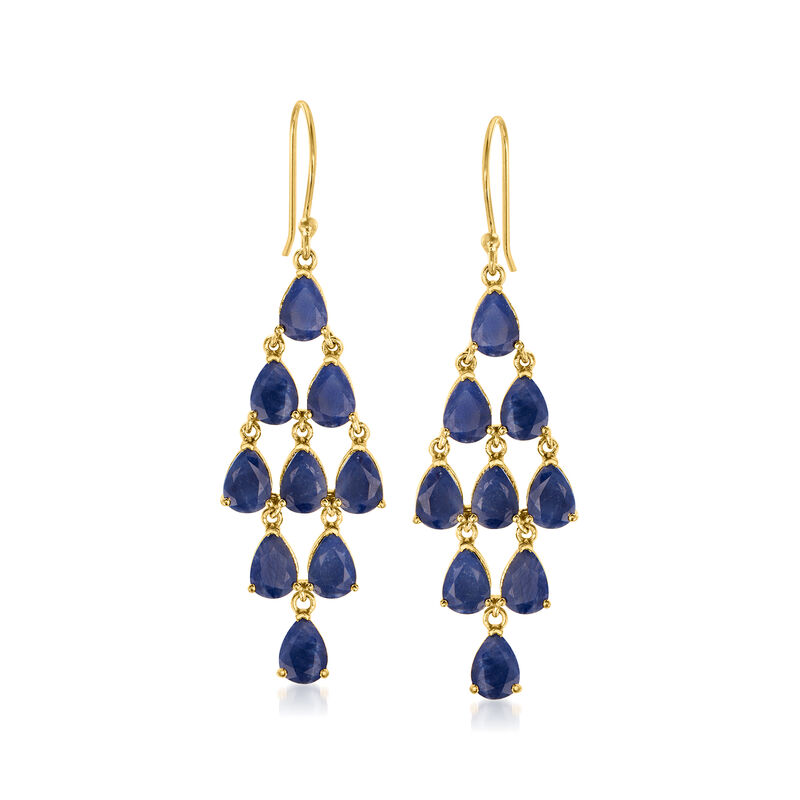 11.00 ct. t.w. Sapphire Chandelier Earrings in 18kt Gold Over Sterling  image number 0