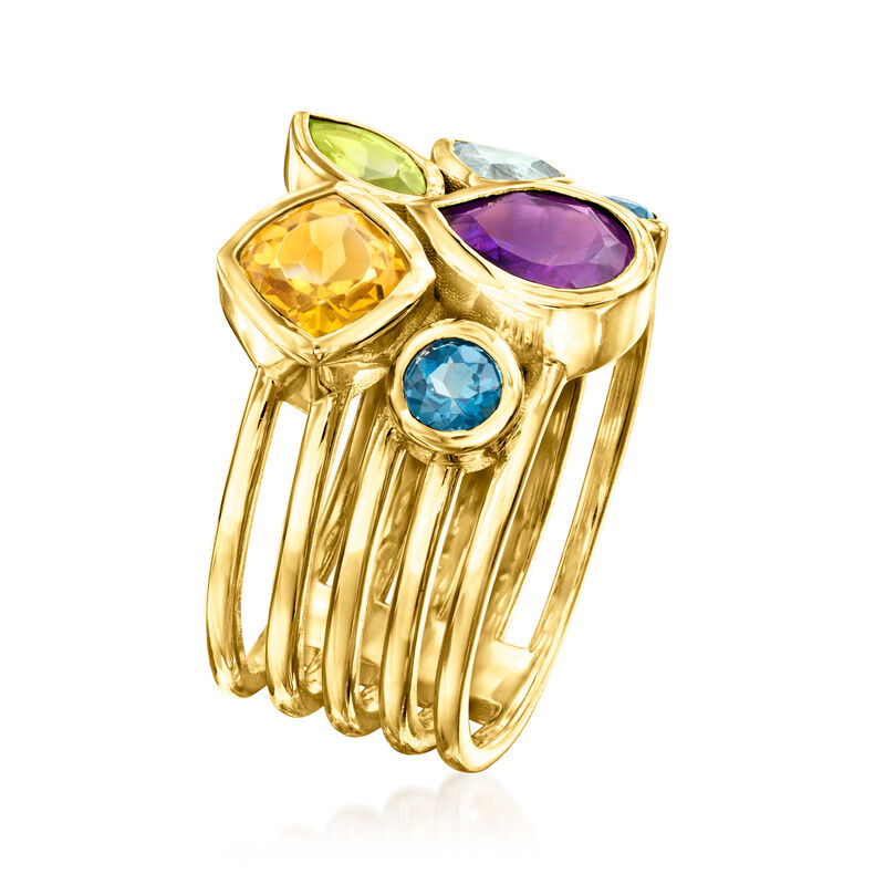 1.80 ct. t.w. Multi-Gemstone Ring in 18kt Gold Over Sterling image number 2
