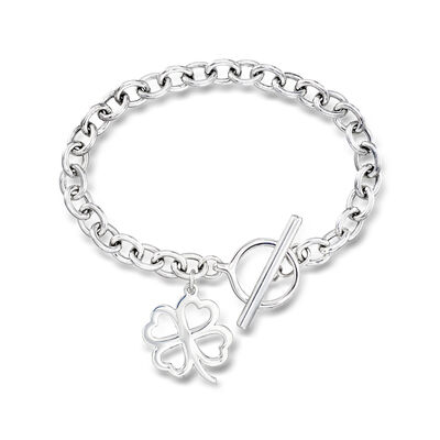 Sterling Silver Clover Charm Bracelet