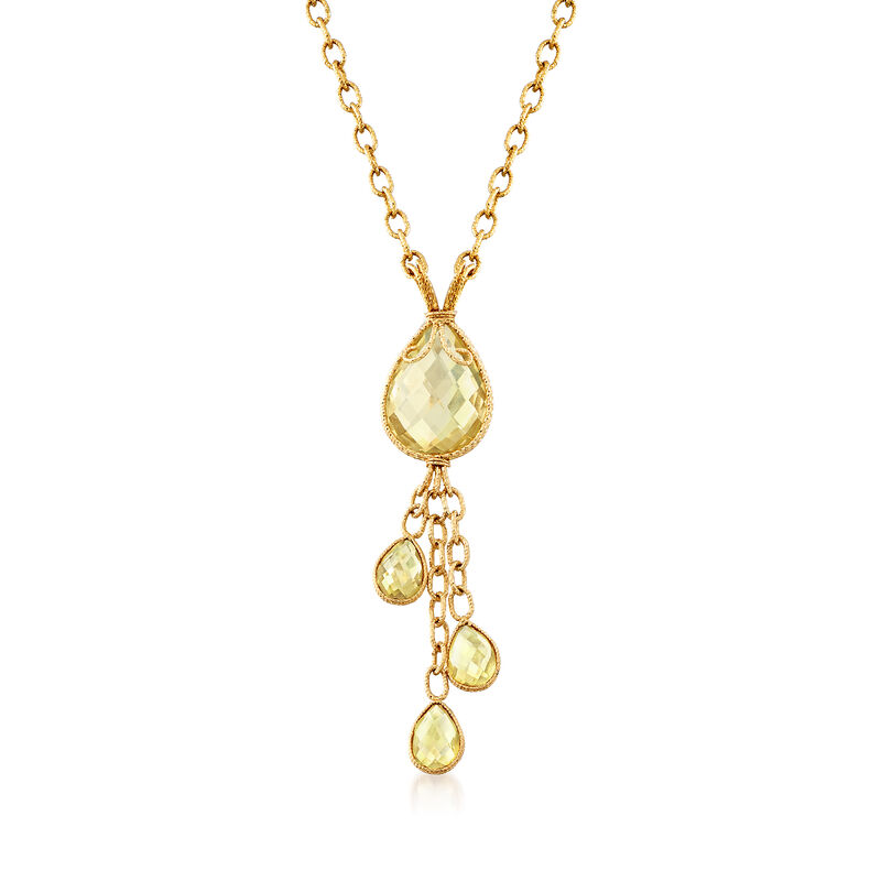 C. 1990 Vintage 14.40 ct. t.w. Lemon Quartz Drop Necklace in 14kt Yellow Gold. 18.25&quot; image number 0