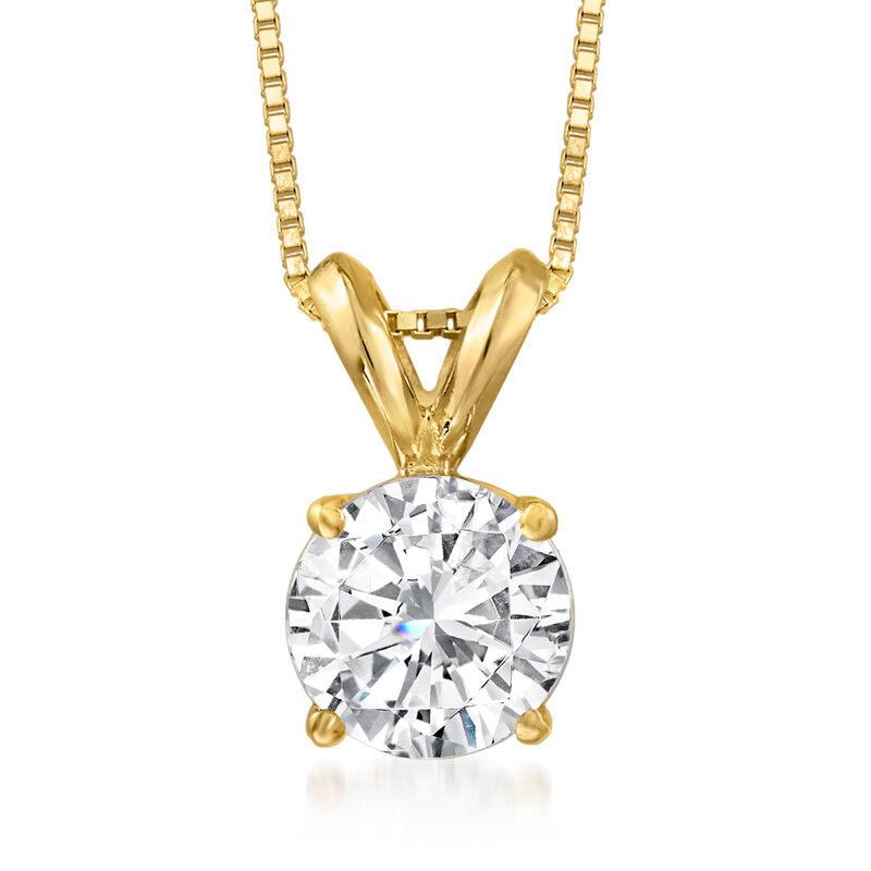 1.00 Carat Diamond Solitaire Necklace in 14kt Yellow Gold. 18&quot; image number 1