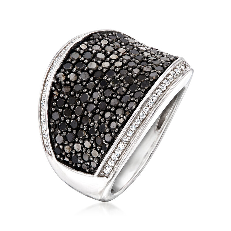 2.00 ct. t.w. Black and White Diamond Dome Ring in Sterling Silver image number 2