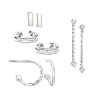 "The Chic" 8-pc. Earring Set with Diamonds in Sterling Silver