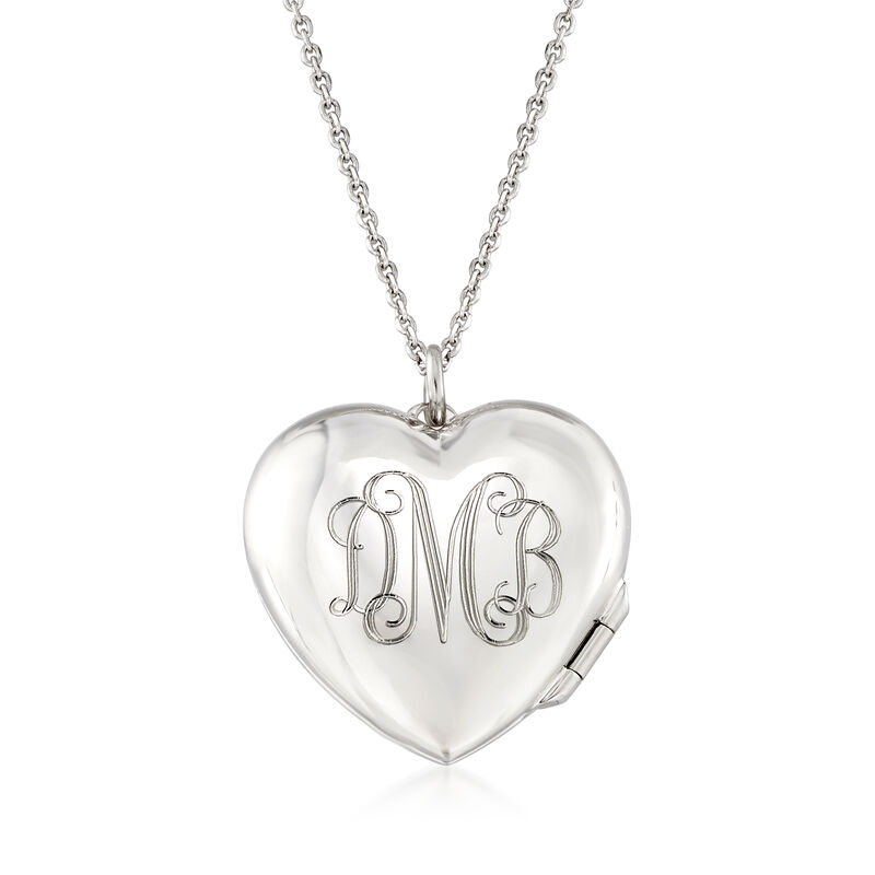 Italian Sterling Silver Personalized Heart Locket Necklace image number 0