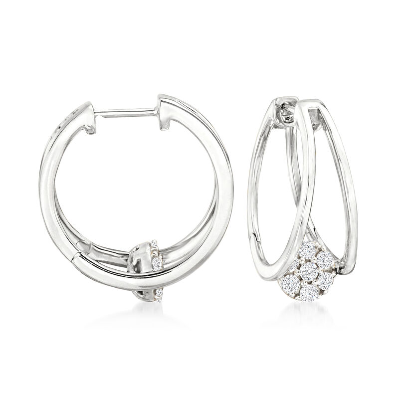 .50 ct. t.w. Diamond Cluster Double-Hoop Earrings in Sterling Silver. 7/8&quot; image number 0