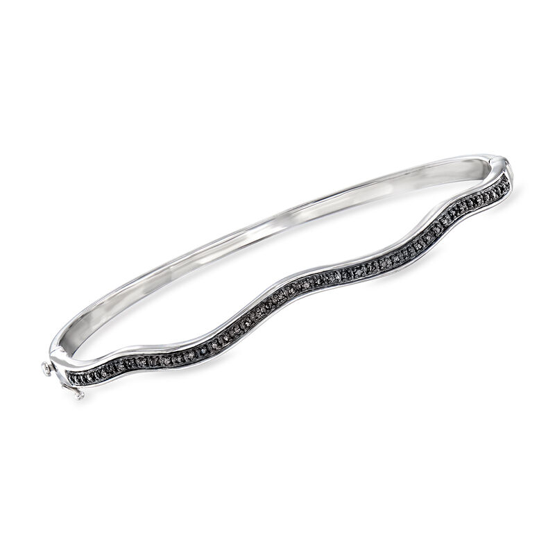 .10 ct. t.w. Black Diamond Wavy Bangle Bracelet in Sterling Silver image number 0