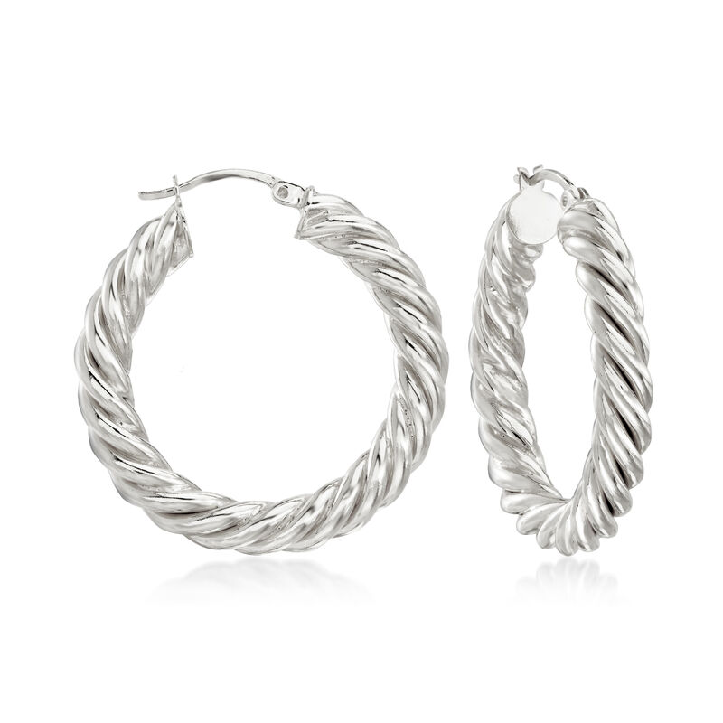 Sterling Silver Spiral Hoop Earrings image number 0
