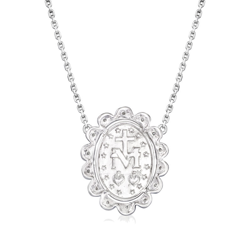 .10 ct. t.w. Diamond Miraculous Medal Necklace in Sterling Silver image number 2