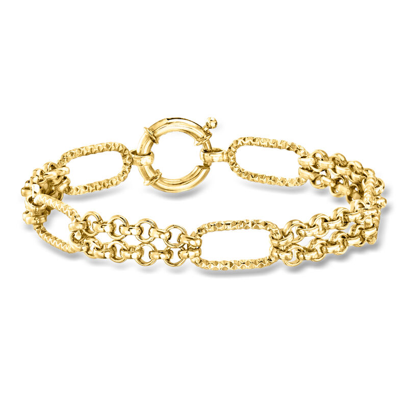 14kt Yellow Gold-Plated Multi-Link Bracelet image number 0