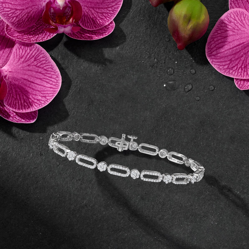 2.00 ct. t.w. Pave Diamond Link Bracelet in 14kt White Gold image number 3