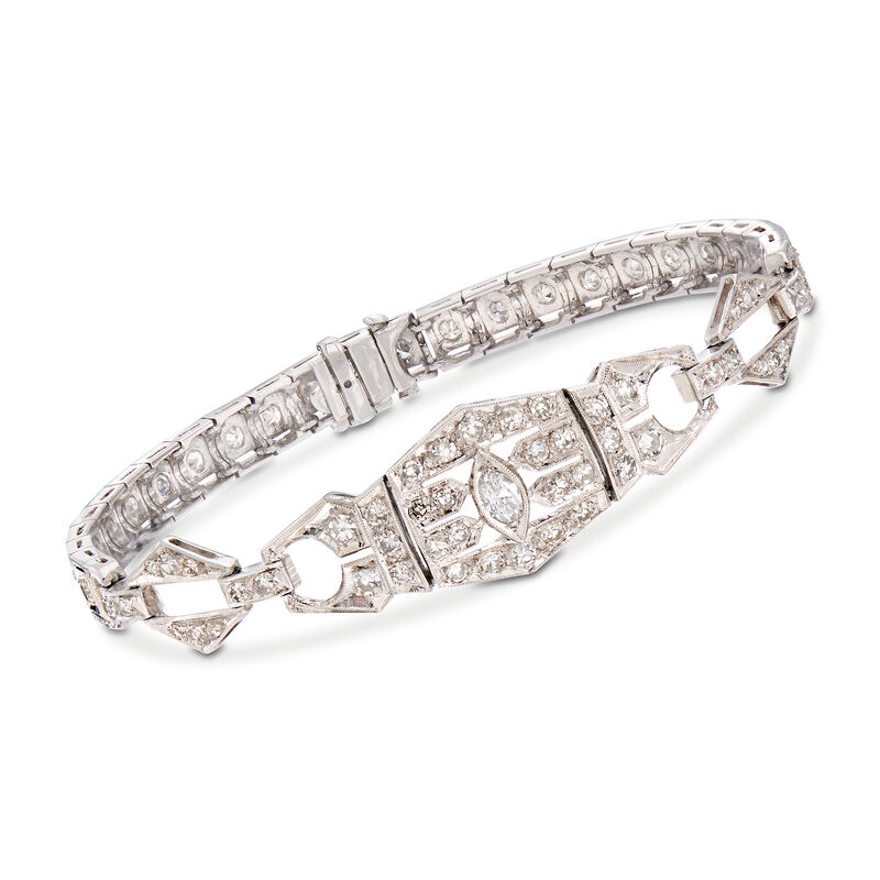 C. 1950 Vintage 1.90 ct. t.w. Diamond Bracelet in Platinum. 6.75&quot; image number 0