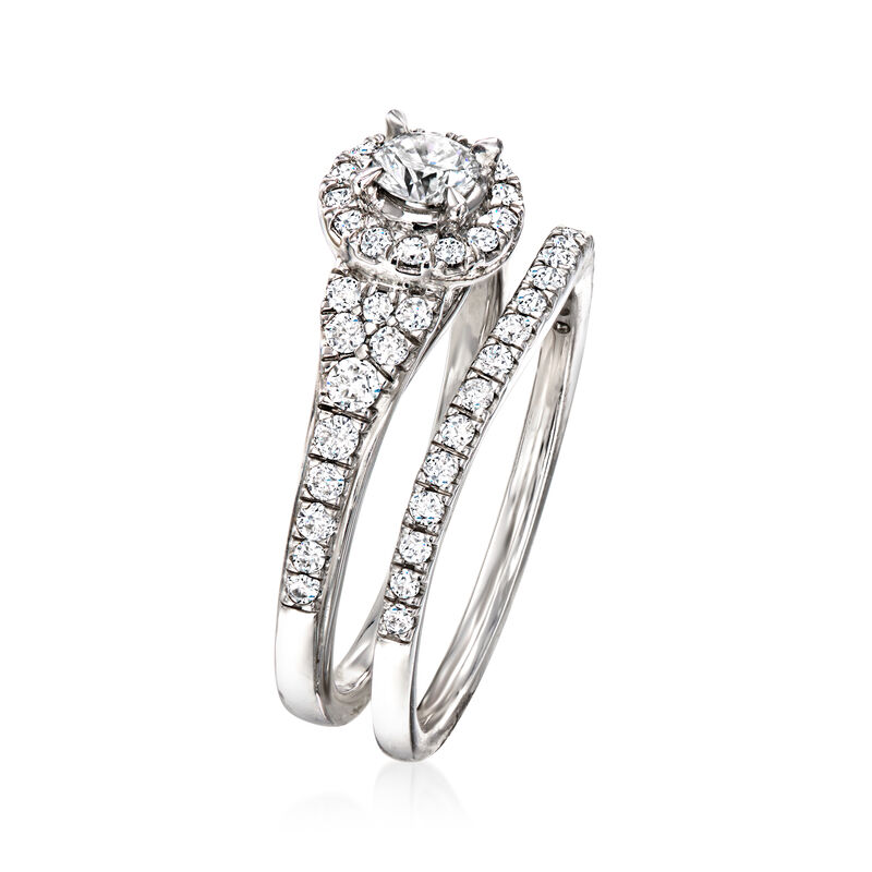 .75 ct. t.w. Diamond Bridal Set: Engagement and Wedding Rings in 14kt White Gold image number 2
