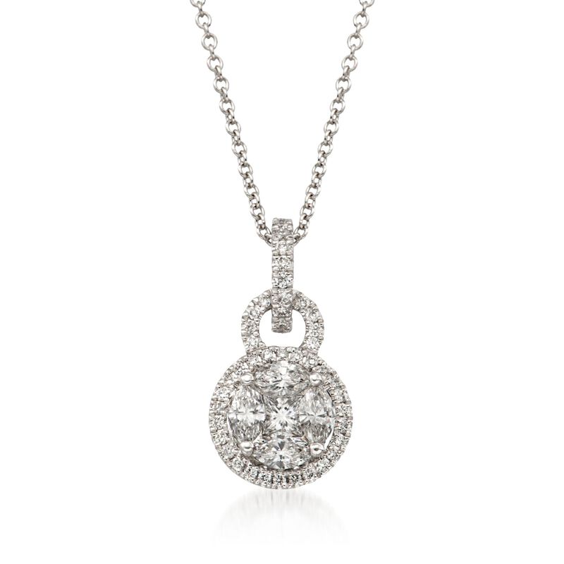 Simon G. .54 ct. t.w. Diamond Pendant Necklace in 18kt White Gold. 18&quot; image number 1