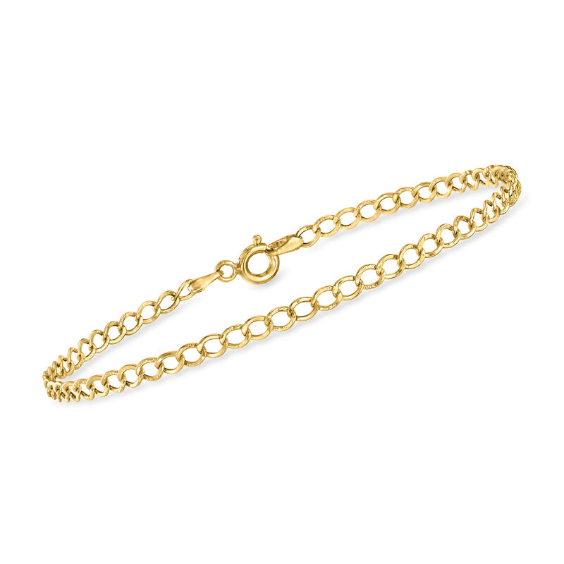 Italian 3mm 14kt Yellow Gold Curb-Link Bracelet. 7&quot; image number 0