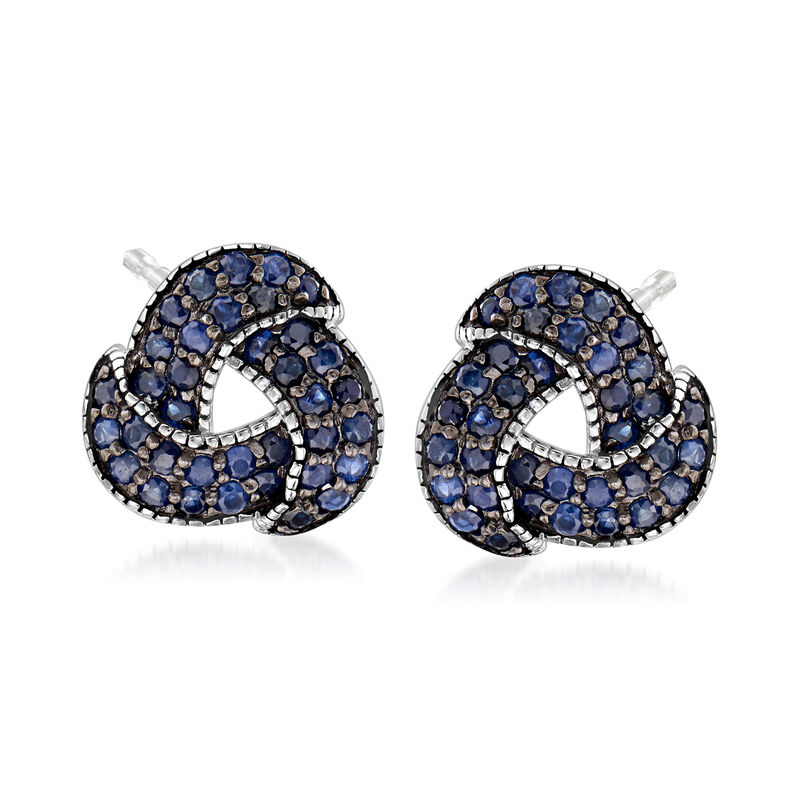 1.30 ct. t.w. Sapphire Love Knot Earrings in Sterling Silver image number 0