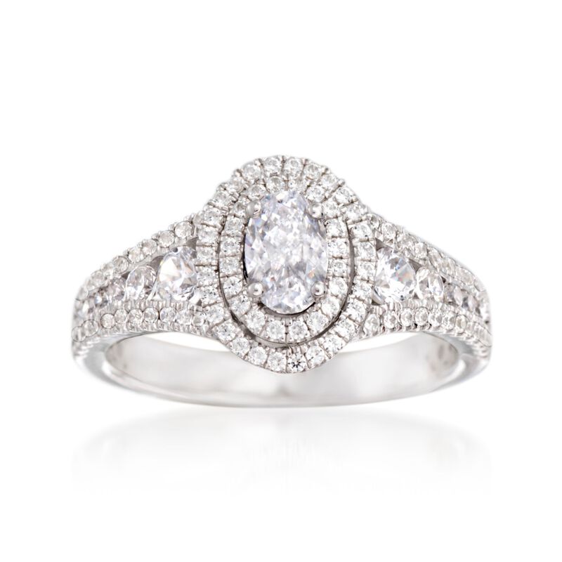 Simon G. .69 ct. t.w. Diamond Double Halo Engagement Ring Setting in 18kt White Gold image number 0