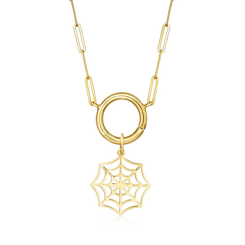 Italian 14kt Yellow Gold Spider Web Charm image number 2