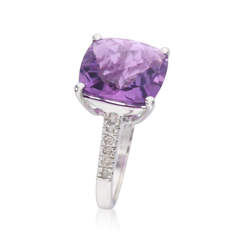 6.15 Carat Amethyst Ring with Diamond Accents in 14kt White Gold image number 2