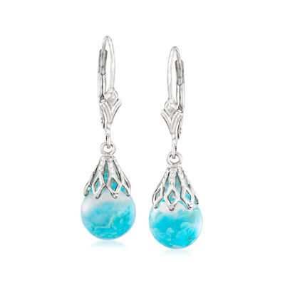 Floating Turquoise Drop Earrings in Sterling Silver